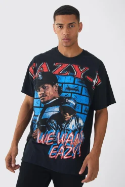 Oversized Eazy E Large Scale License Print T-Shirt | BoohooMAN UK