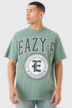 Oversized Eazy E Wash License T-shirt | BoohooMAN UK