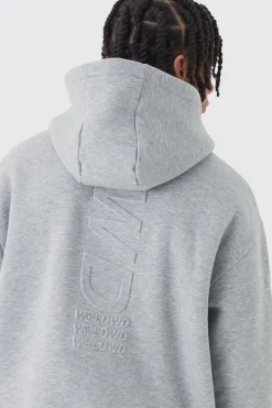 Oversized Embossed Worldwide Hoodie | BoohooMAN UK
