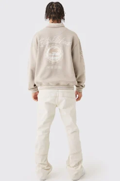 Oversized Embroidered Harrington Jersey Bomber Jacket | BoohooMAN UK