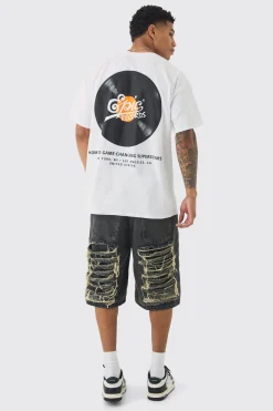 Oversized Epic Records License Print T-shirt | BoohooMAN UK