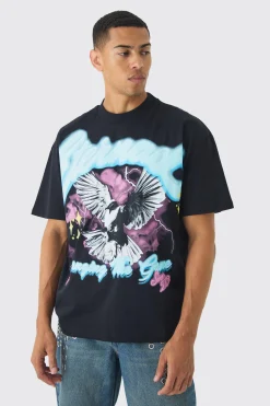 Oversized Eternal Dove Graphic Heavyweight T-shirt | BoohooMAN UK