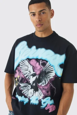 Oversized Eternal Dove Graphic Heavyweight T-shirt | BoohooMAN UK
