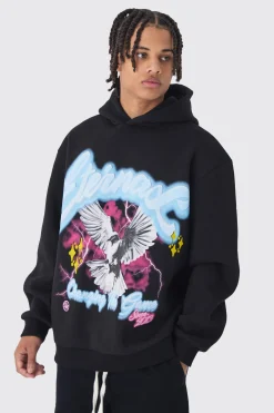 Oversized Eternal Dove Large Scale Graphic Hoodie | BoohooMAN UK