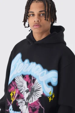 Oversized Eternal Dove Large Scale Graphic Hoodie | BoohooMAN UK