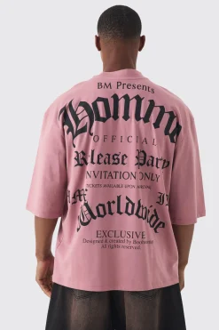 Oversized Extended Distressed Neck Homme Gothic Back Print T-shirt | BoohooMAN UK