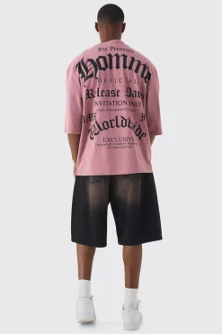 Oversized Extended Distressed Neck Homme Gothic Back Print T-shirt | BoohooMAN UK