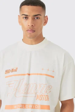 Oversized Extended Homme Text Graphic T-shirt And Short Set | BoohooMAN UK