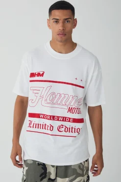 Oversized Extended Homme Limited Text Graphic T-shirt | BoohooMAN UK
