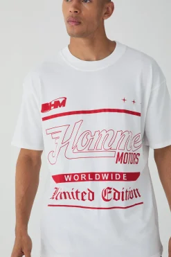 Oversized Extended Homme Limited Text Graphic T-shirt | BoohooMAN UK