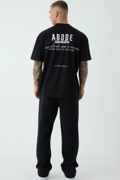 Oversized Extended Neck ABODE T-shirt | BoohooMAN UK