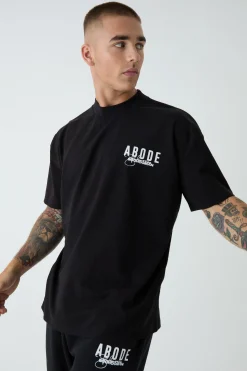 Oversized Extended Neck ABODE T-shirt | BoohooMAN UK