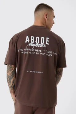 Oversized Extended Neck ABODE T-shirt | BoohooMAN UK
