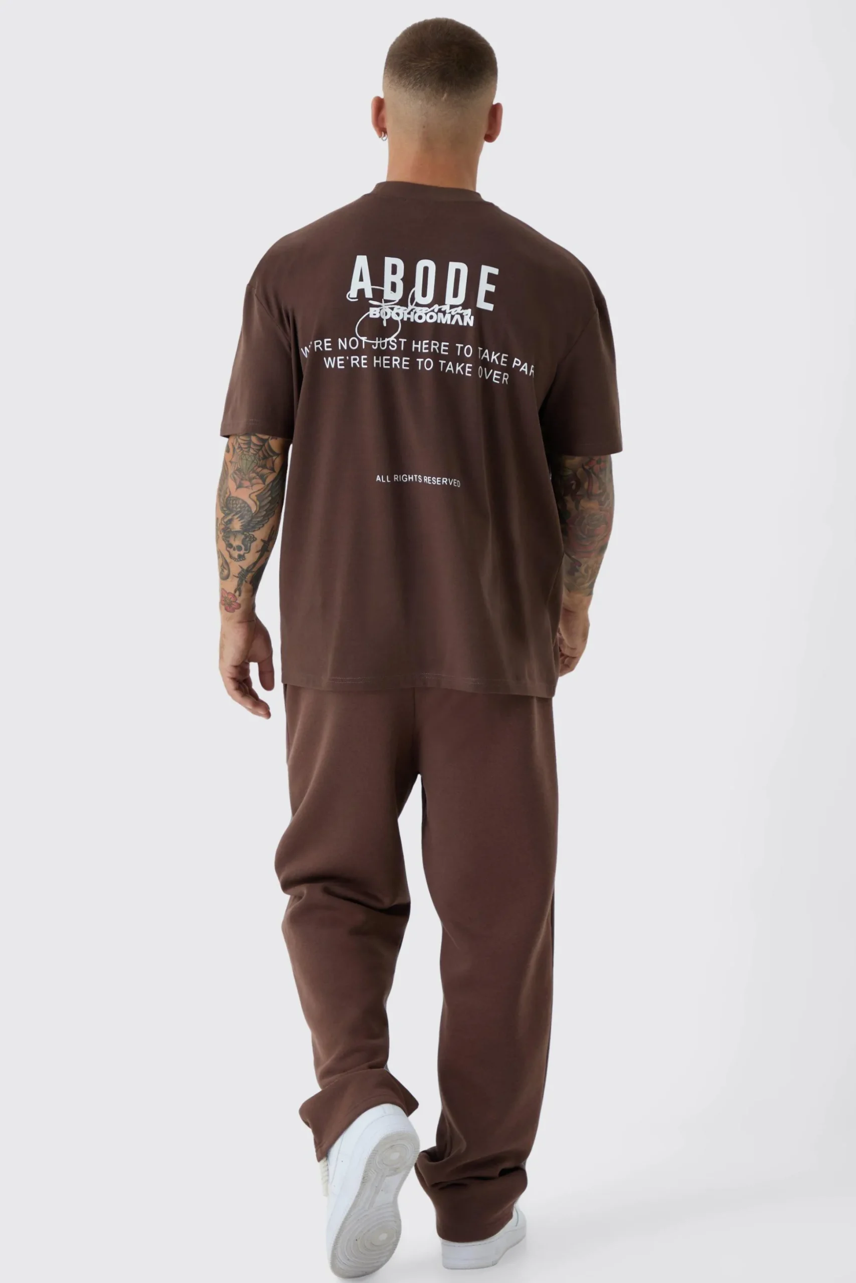 Oversized Extended Neck ABODE T-shirt | BoohooMAN UK