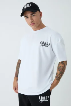 Oversized Extended Neck ABODE T-shirt | BoohooMAN UK