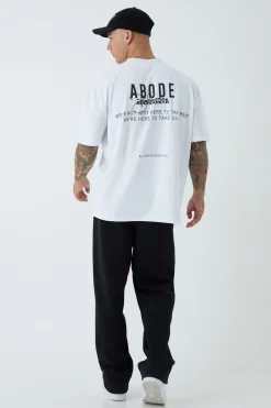 Oversized Extended Neck ABODE T-shirt | BoohooMAN UK