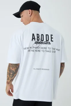 Oversized Extended Neck ABODE T-shirt | BoohooMAN UK