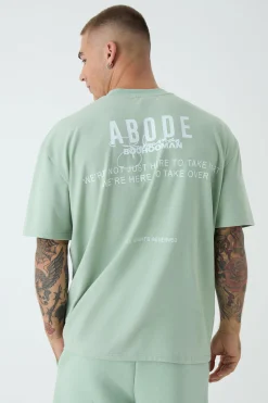 Oversized Extended Neck ABODE T-shirt | BoohooMAN UK