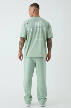 Oversized Extended Neck ABODE T-shirt | BoohooMAN UK
