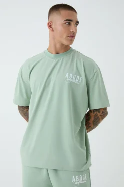 Oversized Extended Neck ABODE T-shirt | BoohooMAN UK