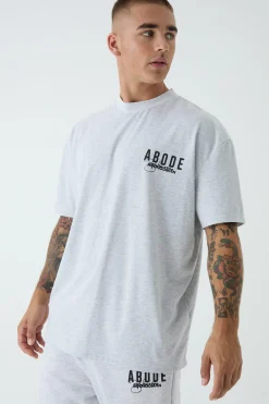 Oversized Extended Neck ABODE T-shirt | BoohooMAN UK