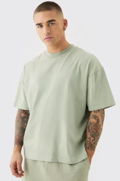 Oversized Extended Neck Boxy Heavyweight T-shirt & Shorts Set | BoohooMAN UK