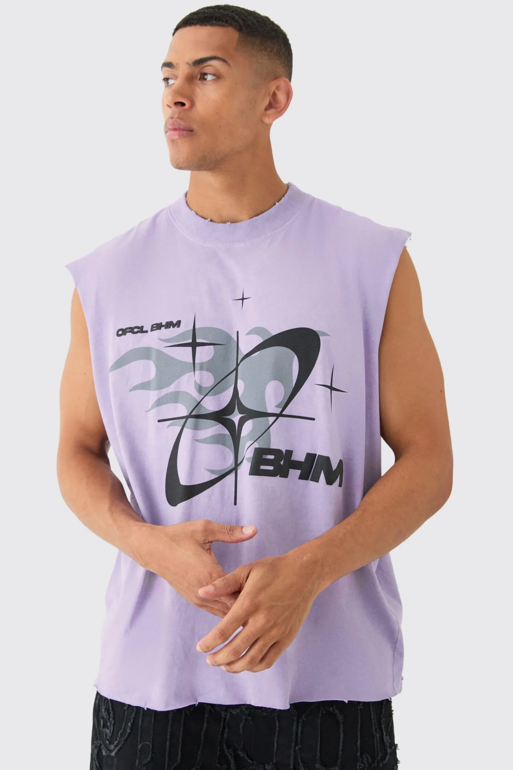 Oversized Extended Neck Boxy Drop Shoulder Washed Tank | BoohooMAN UK