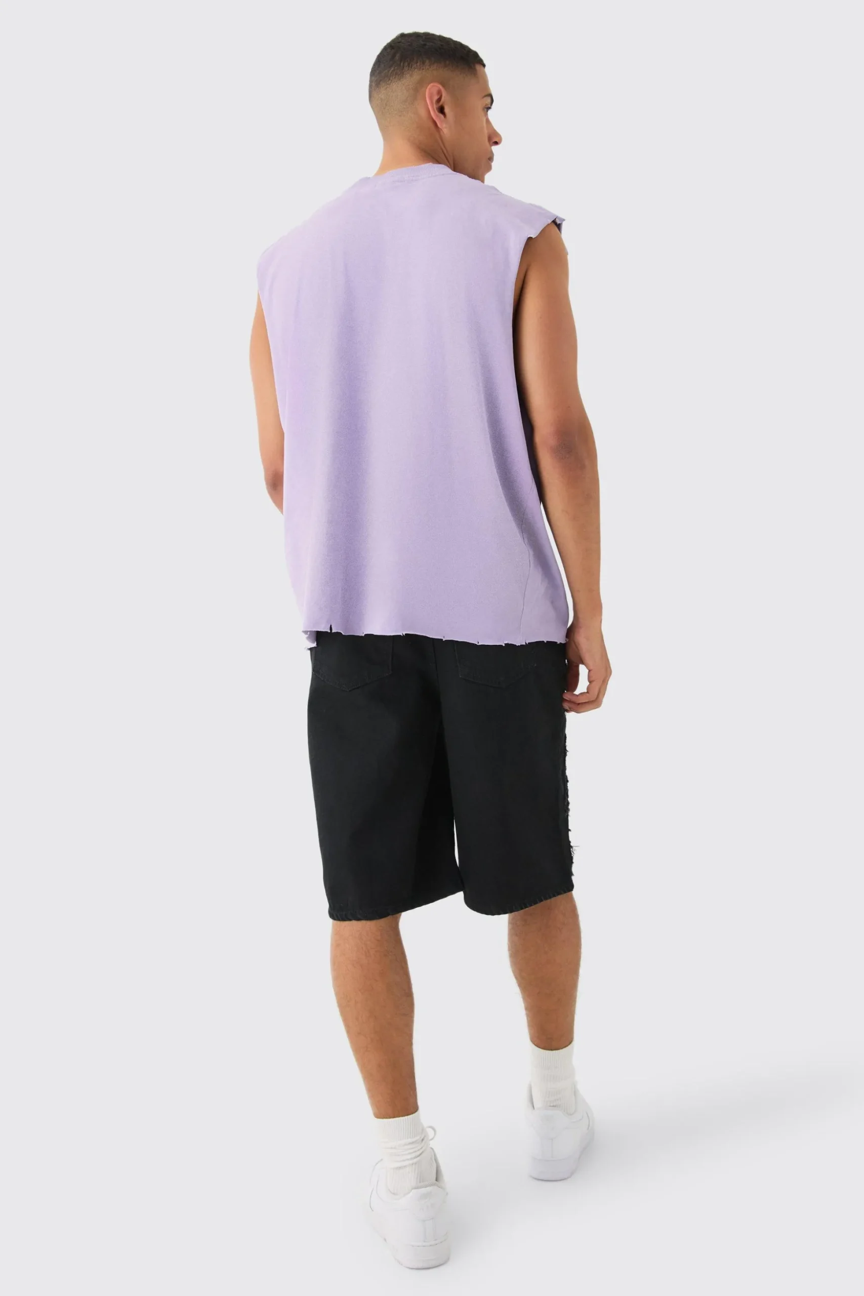 Oversized Extended Neck Boxy Drop Shoulder Washed Tank | BoohooMAN UK