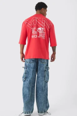 Oversized Extended Neck Back World Graphic T-shirt | BoohooMAN UK