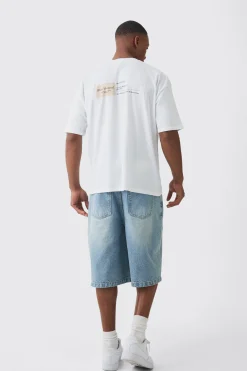 Oversized Extended Neck Boxy Label Print T-Shirt | BoohooMAN UK