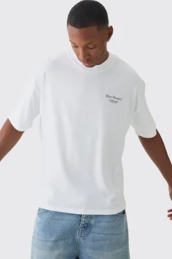 Oversized Extended Neck Boxy Label Print T-Shirt | BoohooMAN UK