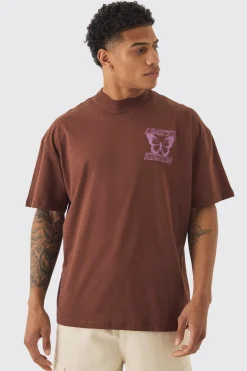 Oversized Extended Neck Blurred Butterfly Print T-shirt | BoohooMAN UK