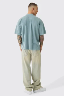 Oversized Extended Neck Boxy Edition Spray Wash Print T-Shirt | BoohooMAN UK