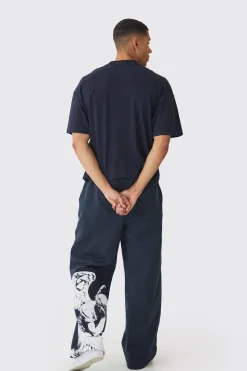 Oversized Extended Neck Boxy Los Angeles Print T-Shirt | BoohooMAN UK
