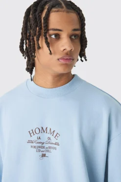 Oversized Extended Neck Boxy Heavy Sweatshirt Relaxed Tracksuit | BoohooMAN UK