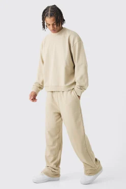 Oversized Extended Neck Boxy Heavy Sweatshirt Relaxed Tracksuit | BoohooMAN UK