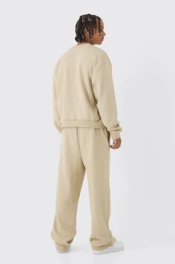 Oversized Extended Neck Boxy Heavy Sweatshirt Relaxed Tracksuit | BoohooMAN UK