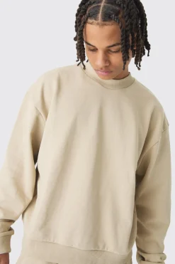 Oversized Extended Neck Boxy Heavy Sweatshirt Relaxed Tracksuit | BoohooMAN UK