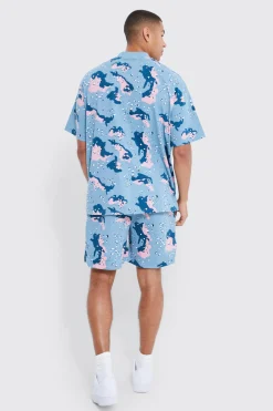 Oversized Extended Neck Camouflage T-shirt Set | BoohooMAN UK