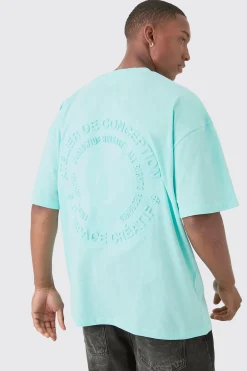 Oversized Extended Neck Circle Embossed T-shirt | BoohooMAN UK