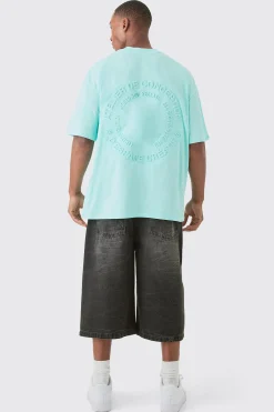 Oversized Extended Neck Circle Embossed T-shirt | BoohooMAN UK