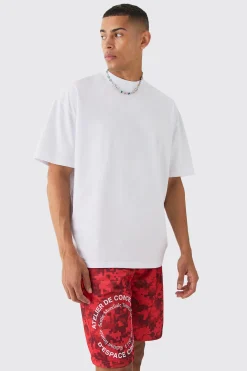Oversized Extended Neck Circle T-shirt And Mesh Shorts Set | BoohooMAN UK