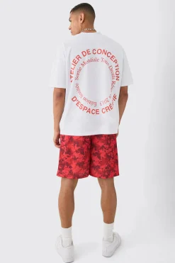 Oversized Extended Neck Circle T-shirt And Mesh Shorts Set | BoohooMAN UK