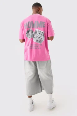 Oversized Extended Neck Dice Wash T-shirt | BoohooMAN UK