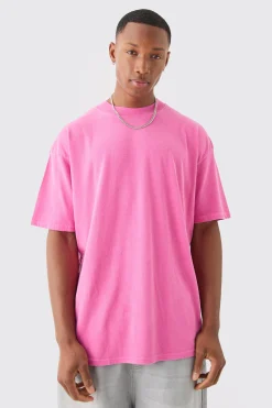 Oversized Extended Neck Dice Wash T-shirt | BoohooMAN UK