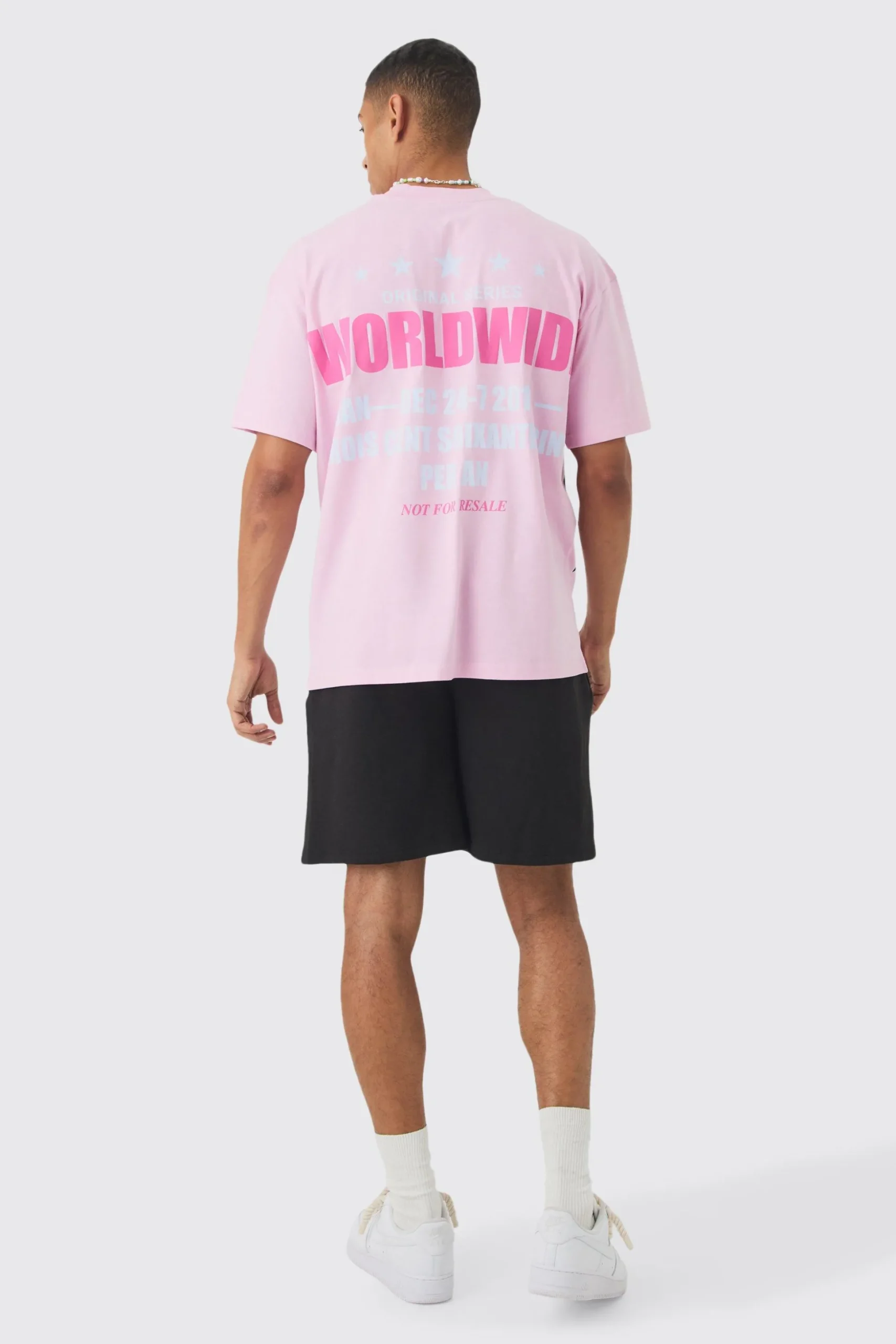 Oversized Extended Neck Distressed Worldwide T-shirt | BoohooMAN UK