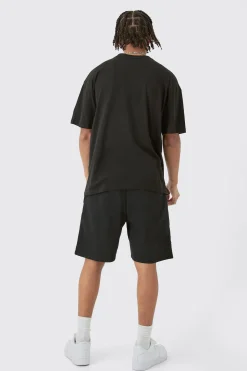 Oversized Extended Neck Doves Large Graphic Shorts Set | BoohooMAN UK