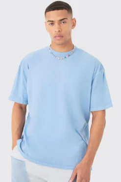 Oversized Extended Neck Dove Washed Back Print T-shirt | BoohooMAN UK