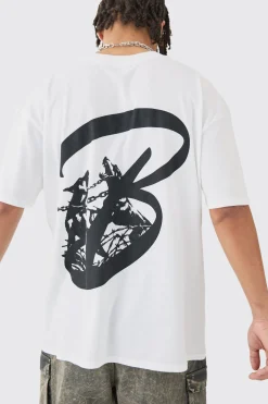 Oversized Extended Neck Dog Back Print T-shirt | BoohooMAN UK