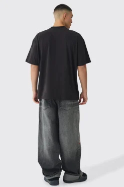 Oversized Extended Neck Dead Vibe Print T-Shirt | BoohooMAN UK